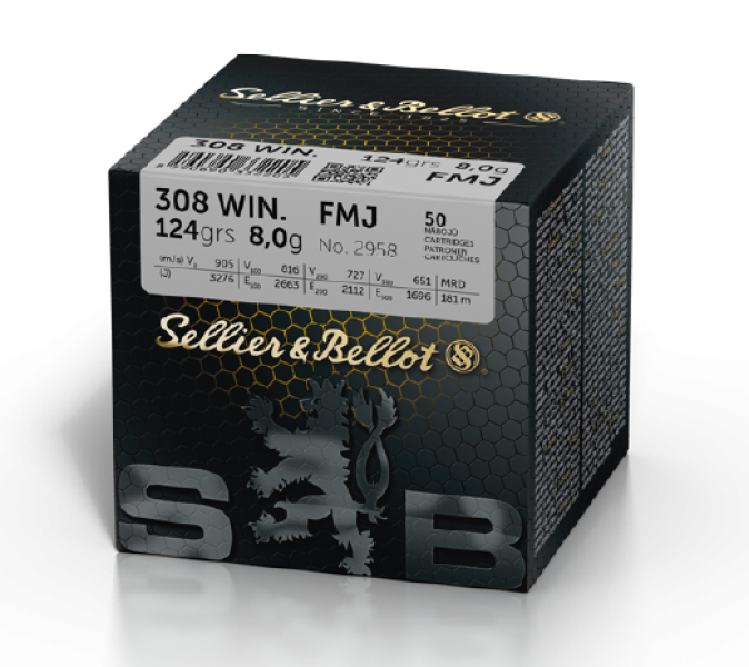 S & B .308 Win. Vollmantel 8,0g/124grs. - 50 Patronen